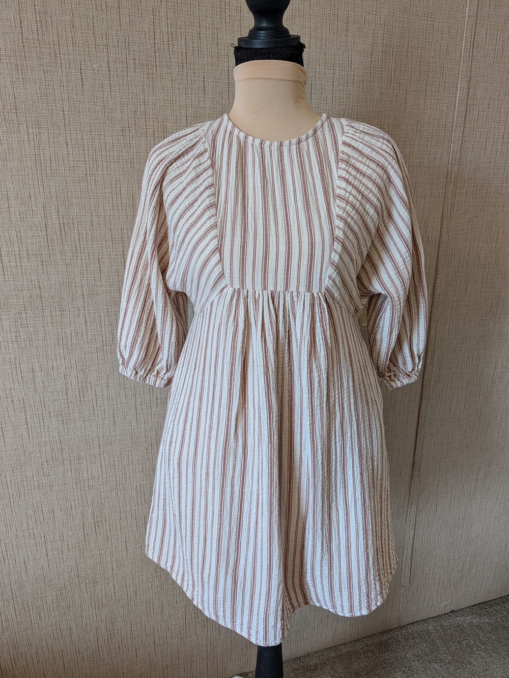 Copper Key Cream and Tan Striped Girls Dress